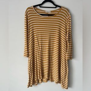 Lovely Souls Rayon Stretch Stripe Shark Bite Tunic Shirt Dress Extra Large